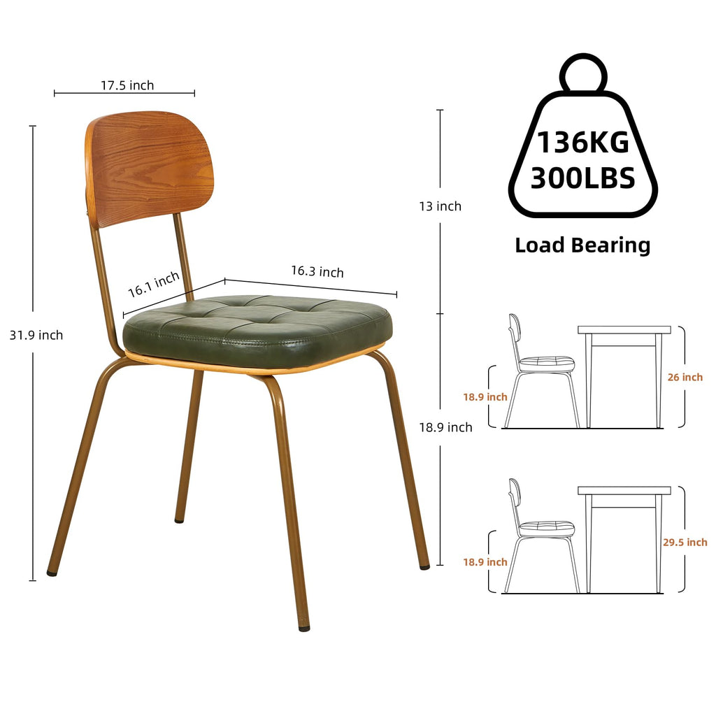 Dining Chairs Set of 2, Mid Century Modern Chairs - Dark Green