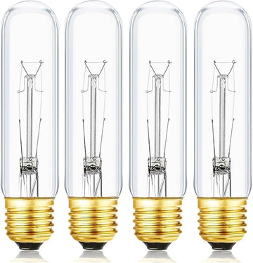 25 Watt T10 Clear Tubular Incandescent Light Bulb, Vintage Style Showcase Bulb,Showcase lamp, 2700K Soft White, E26