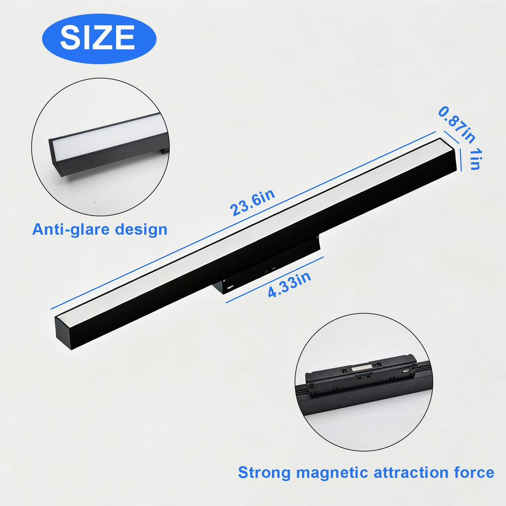 24 Inch Magnetic Track Light Head, 24W Linear Flood Light, 4000K Neutral White LED Ceiling Track Lighting Fixture
