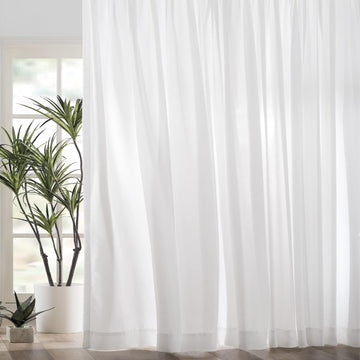 White Pinch Pleated Window Sheer Curtains 96 Inches Long 2 Panels, Luxury Velvet Soft Touch Opaque Privacy, Gently