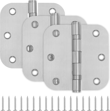 3 Pack 3.5 x 3.5 Inch Stainless Steel Door Hinges 3.5 x 3.5 Inch Silver Ball Bearing Door Hinges with 5/8 Radius