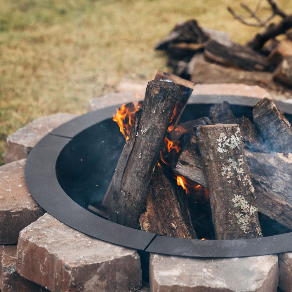 Great Outdoor 38in Dia Steel Fire Pit Liner, 1mm Thick DIY Above or In-Ground Outdoor Fire Pit, 4 Panel Steel Ring