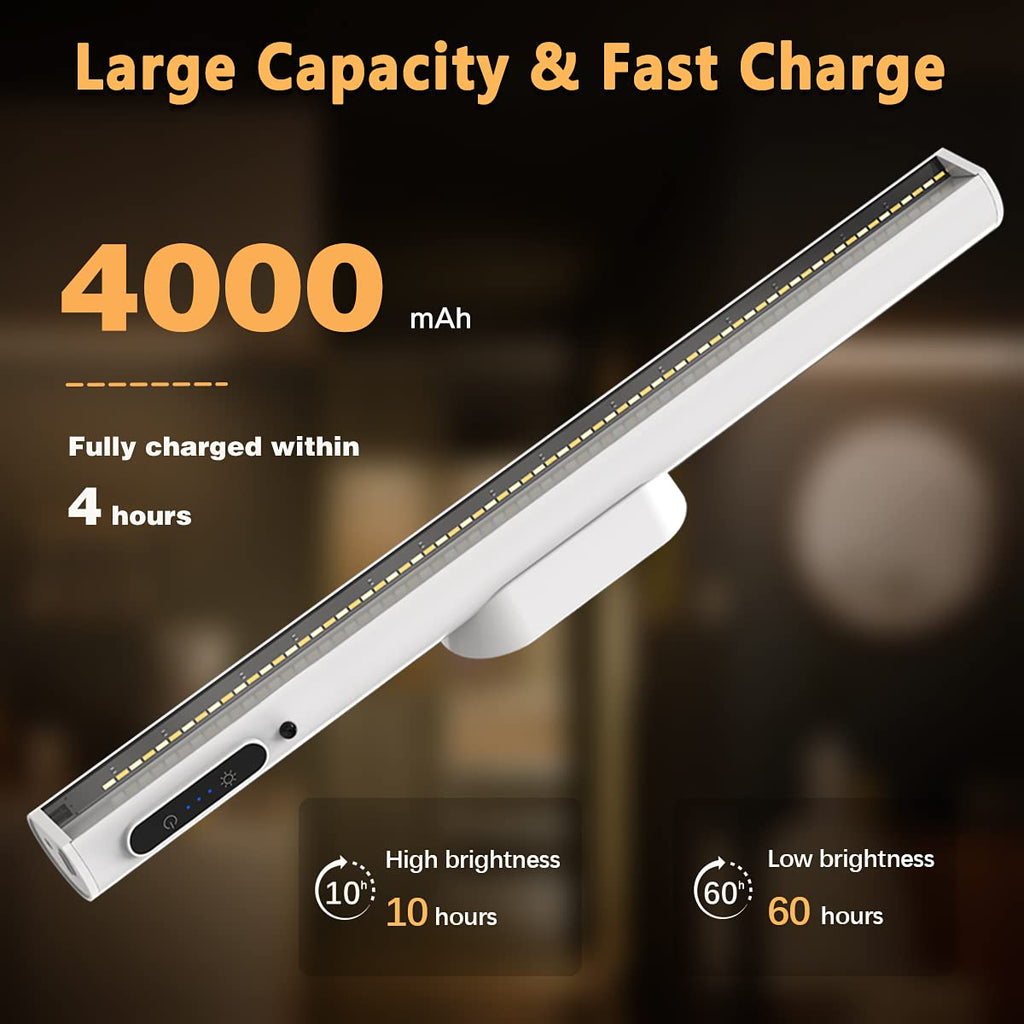 Rechargeable Magnetic LED Light Bar, 4000mAh Wireless Closet Light