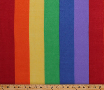 Fleece Rainbow Stripes Multi-Colored Striped Fleece Fabric Print by The Yard (-rainbow)