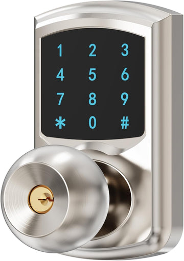 Keyless Entry Door Knob Electronic Digital Keypad Lock Satin Nickel 1Pack