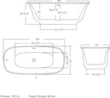 Elegance 59 in. L x 31 in. W x 23-5/8 in. H Freestanding Acrylic Bathtub, Brushed Nickel Drain
