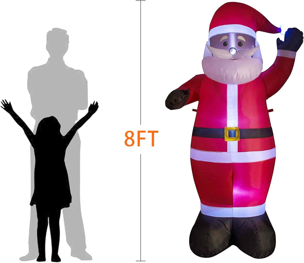 7.5 ft Black Santa Claus Inflatable Christmas Indoor and Outdoor Decoration with LED Lights Blow up Lighted Yard Lawn