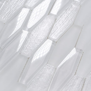 8mm Thick Picket Glass Mosaic Tile Backsplash & Bathroom Feature Wall, Elongated Hexagon Geometric Pattern, Textured