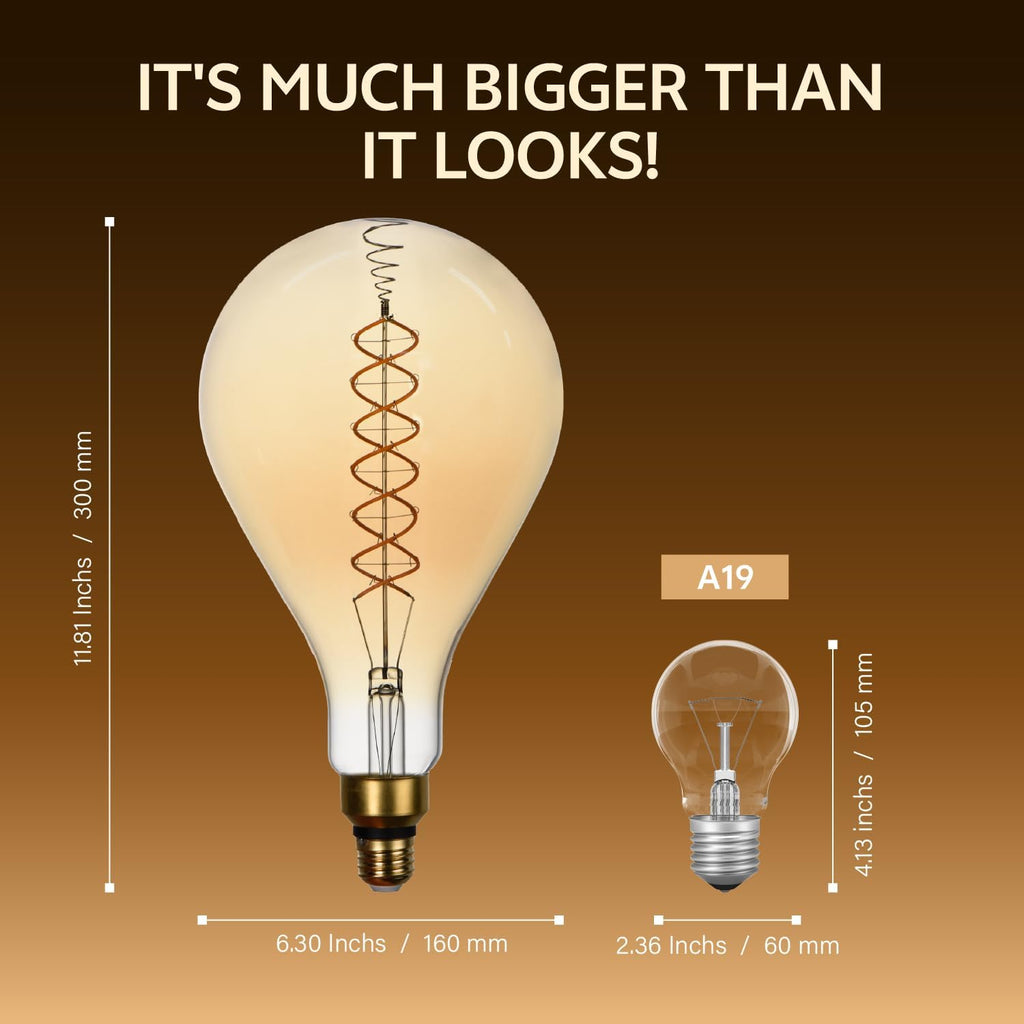 Oversized LED Vintage Filament Edison Light Bulb, Giant A Shape