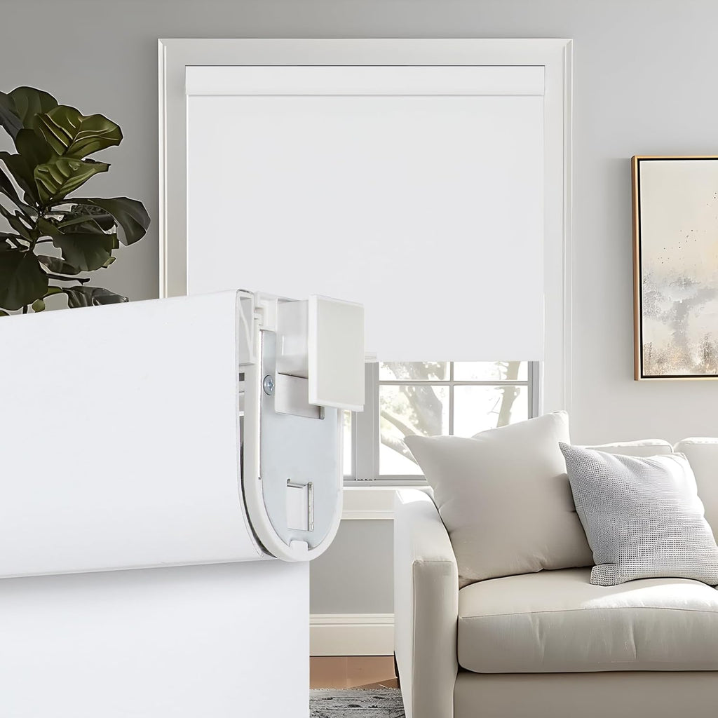 No Drill No Tools 100% Blackout Roller Shades for Indoor windows, Free-Stop Cordless Roller Blinds, UV Protection