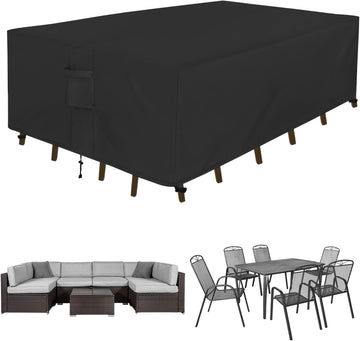 Rectangle Patio Furniture Cover Waterproof Outdoor Dining Table and Chair Cover Anti-UV Outside Sectional Sofa Set