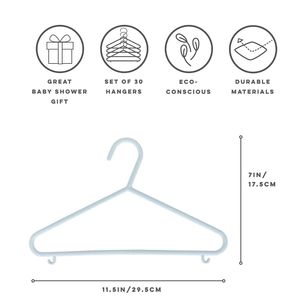 Eco-Friendly Wheat Straw Baby Hangers, Speckled Blue, 30 Pack