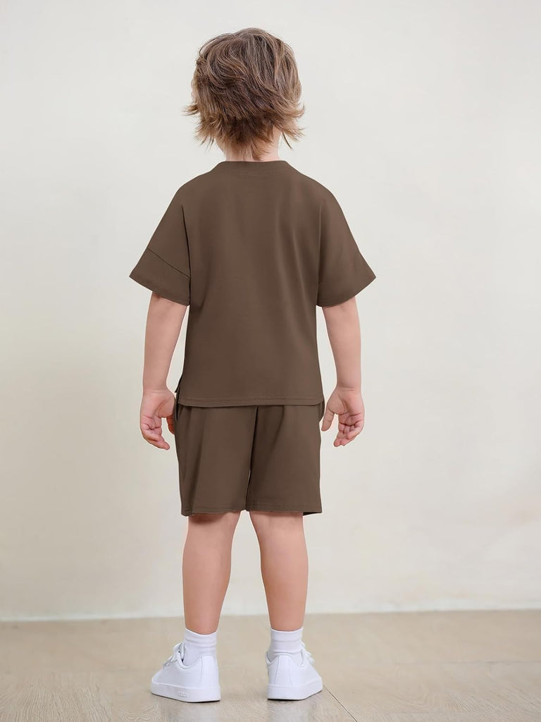 Toddler Baby Boy 2 Piece Summer Outfits Kids Casual Short Sleeve T-Shirts and Elastic Waist Shorts Set