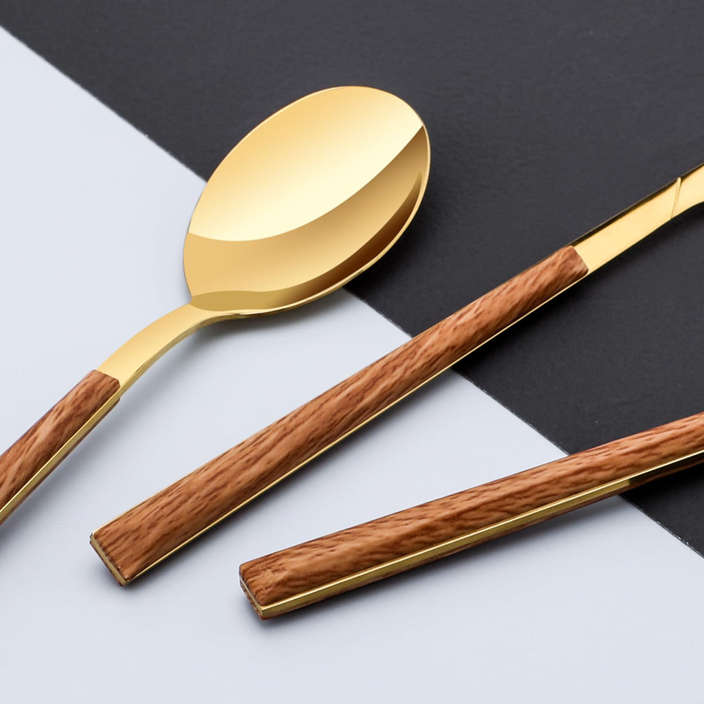 Stainless Steel Flatware Set for 4, Cutlery Utensils Set,Gold