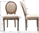Beige Dining Chairs Set of 2, Upholstered Modern Kitchen Chairs with Curved Wood Backrest and Metal Legs for Dining Room