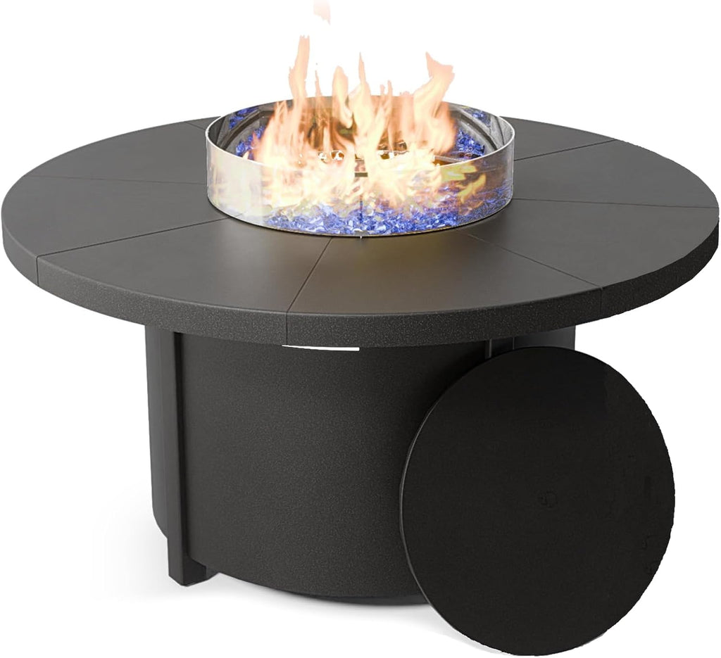 48" Round Propane Fire Pit Table with Lid