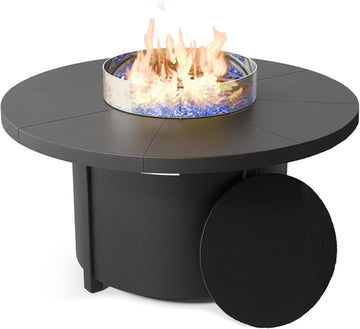 48" Round Propane Fire Pit Table with Lid