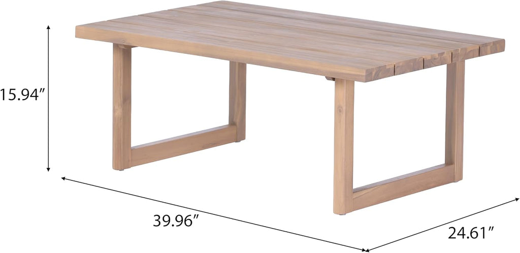 Alger 5-Seater Patio Furniture Set with Removable Cushion, 4 Piece Outdoor Acacia Wood Conversation Set, Wooden