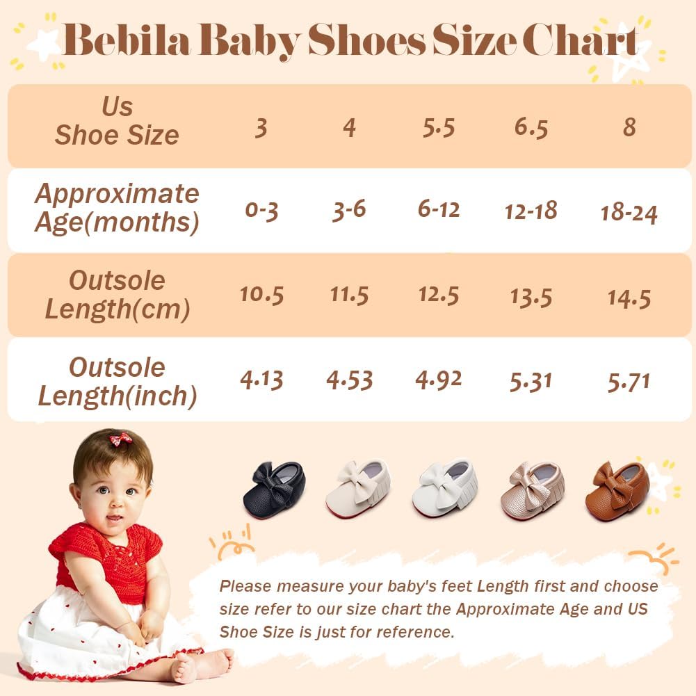 Double Bow Fringe Baby Moccasins - Soft Sole Baby Shoes Girls Toddler Crib Flats