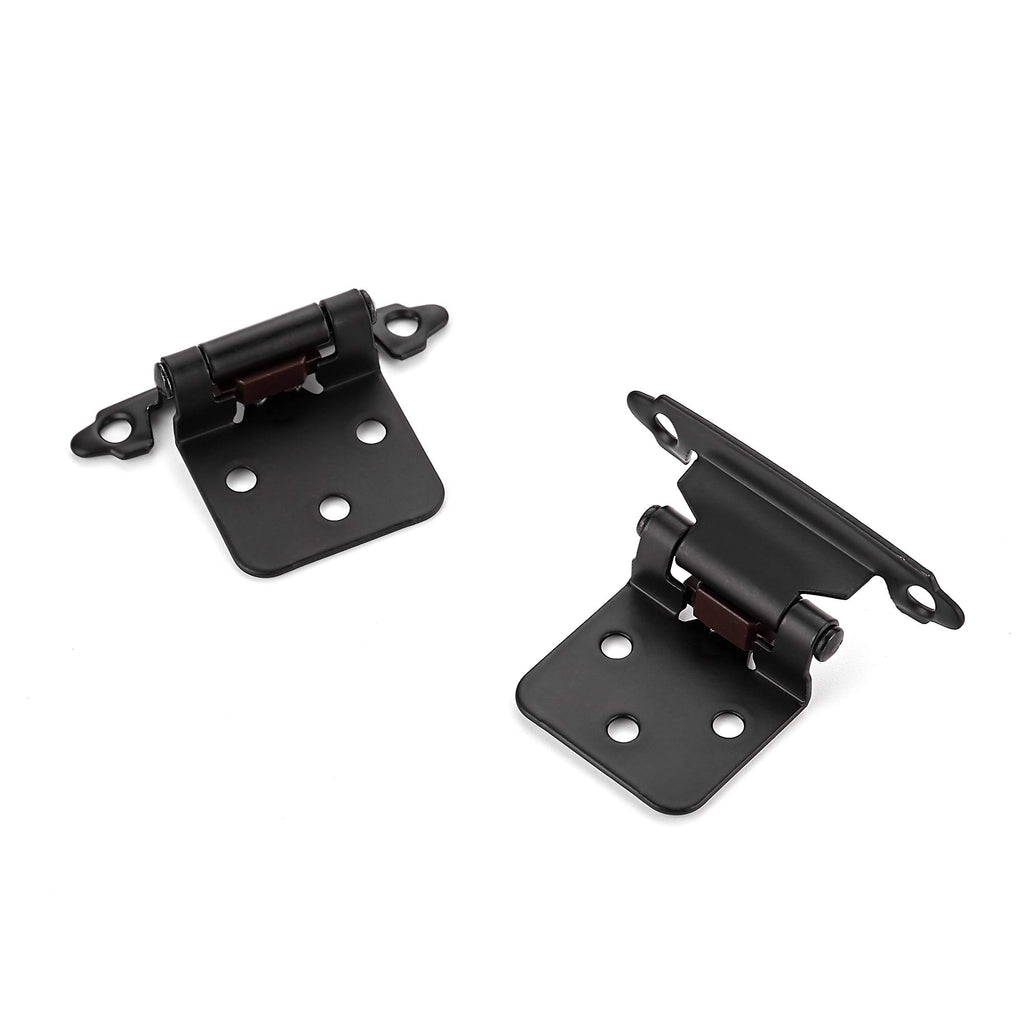 Matte Black Cabinet Hinges, 1/2 Inch Overlay, 4 Pack (2 Pairs)