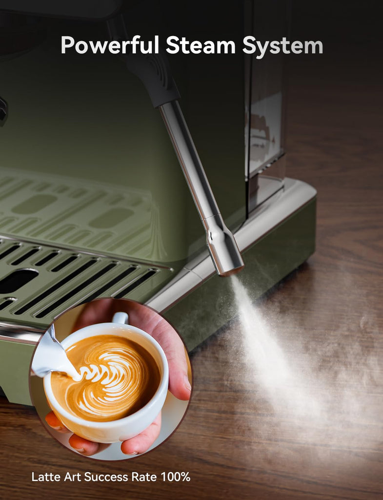 Professional Retro Espresso Machine with 58mm Portafilter, Green