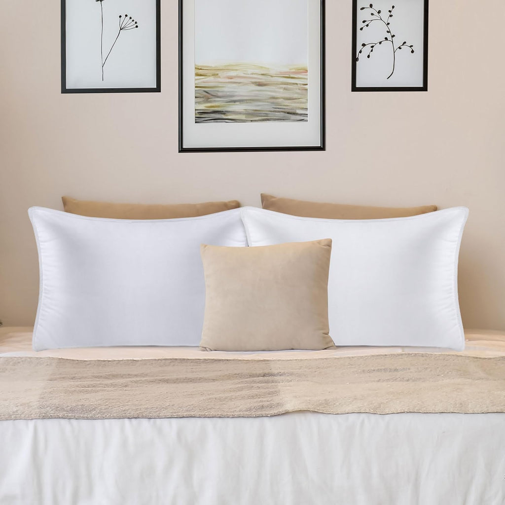 Bed Pillows for Sleeping (White), Queen Size Set of 4, Hotel Pillow, Cooling Pillows for Side, Back or Stomach
