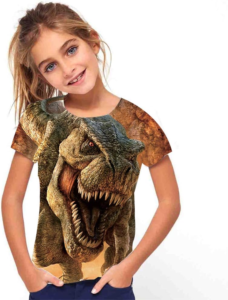 Kids Print 3D Dinosaurs Tees Shirts for Youth Boys Girls