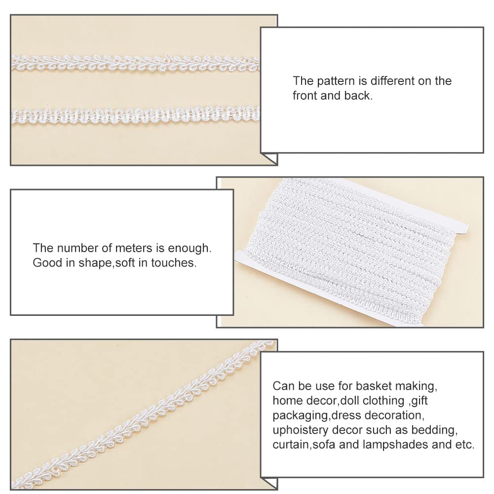 White Braid Trim, 1/4 inch Lace Ribbon Polyester - 27 Yards