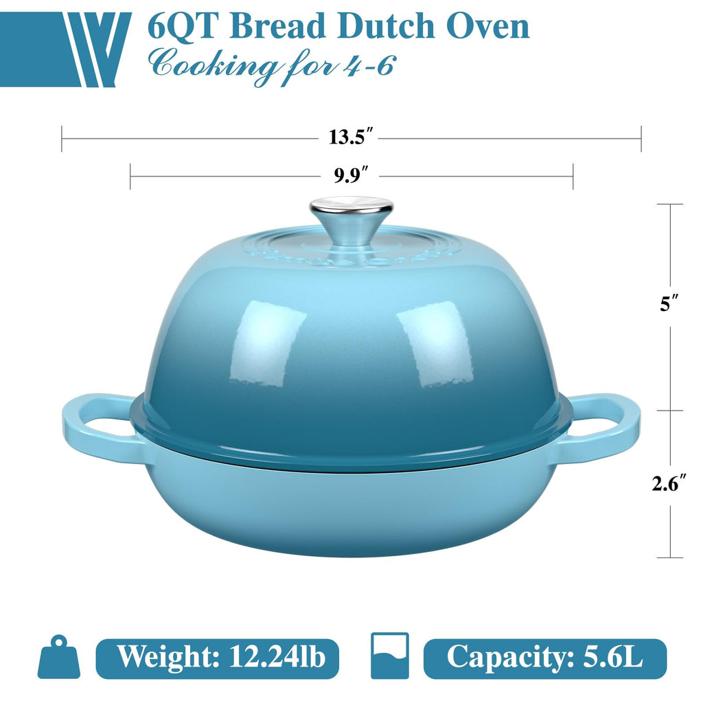 6QT Enameled Cast Iron Dutch Oven Bread Baking Gift Set