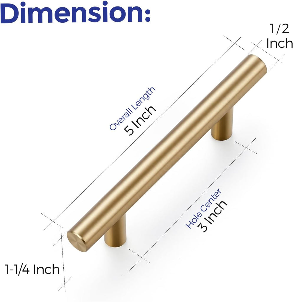 30 Pack 5 Inch Cabinet Pulls Champagne Bronze Stainless Steel Kitchen Drawer Pulls Cabinet Handles 5 InchLength, 3 Inch
