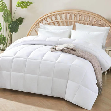 100% Viscose Made from Bamboo Comforter -All Season Comforter Cooling Silky Soft Duvet Insert Twin Size-with 8 Corner