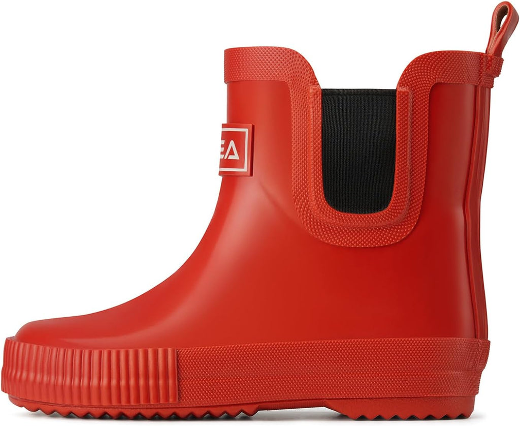 Kids Rain Boots 100% Rubber Toddler Ankle Deck Shoes