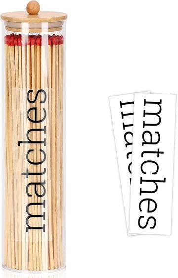 Acrylic 11 inch Long Matches Holder with Lid Sticker Farmhouse Match Holder for Fireplace Farmhouse Decor (No Include