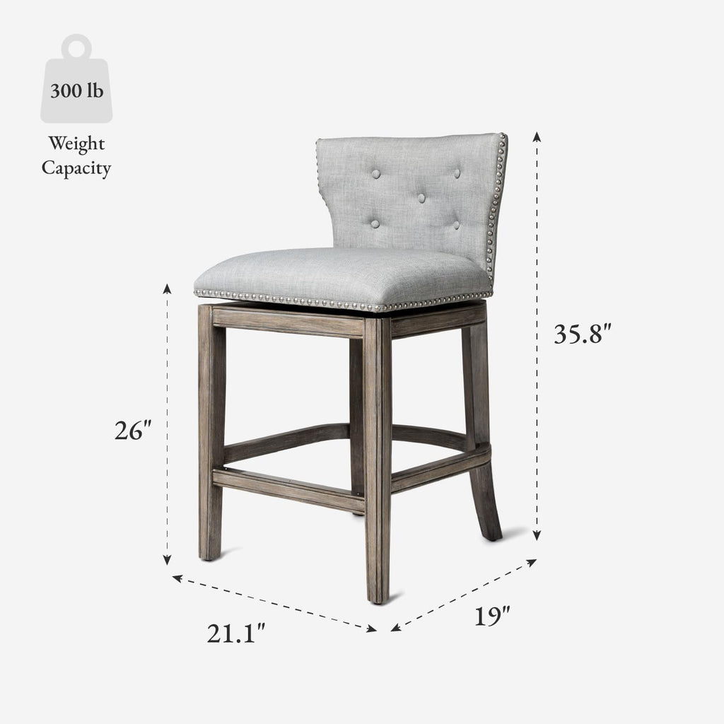 Hugo Counter Stool, Reclaimed Oak, Ash Grey, 26"
