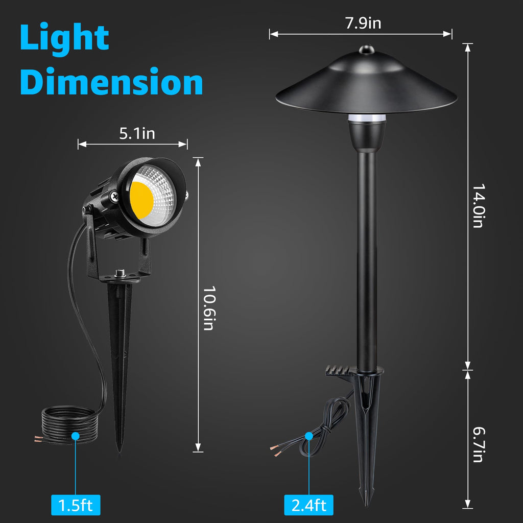 LED Low Voltage Landscape Lighting 12V Landscape Lighting Kit with Connectors, Low Voltage Pathway Lights