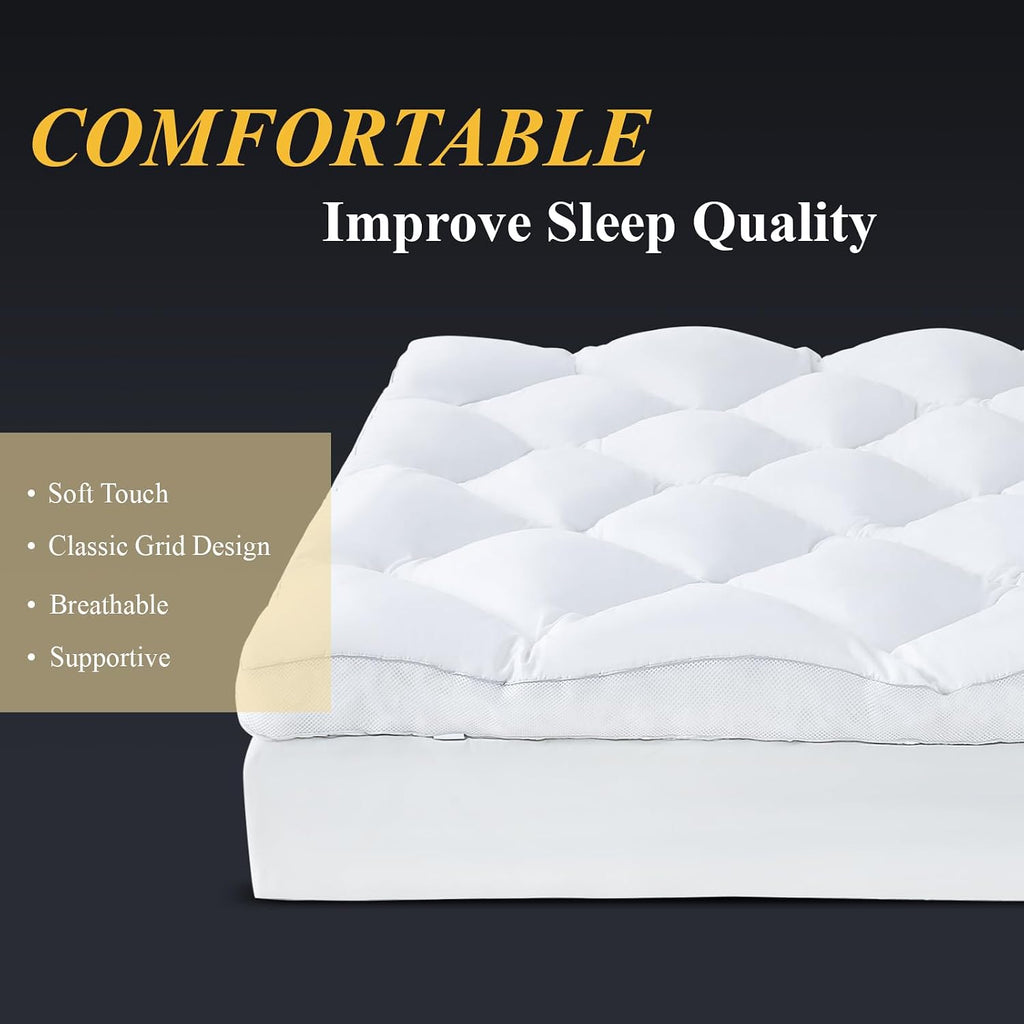 3 Inch Queen Mattress Topper, Ultra Thick and Fluffy Supportive Memory Foam Mattress Topper for Body Pain, Mattress