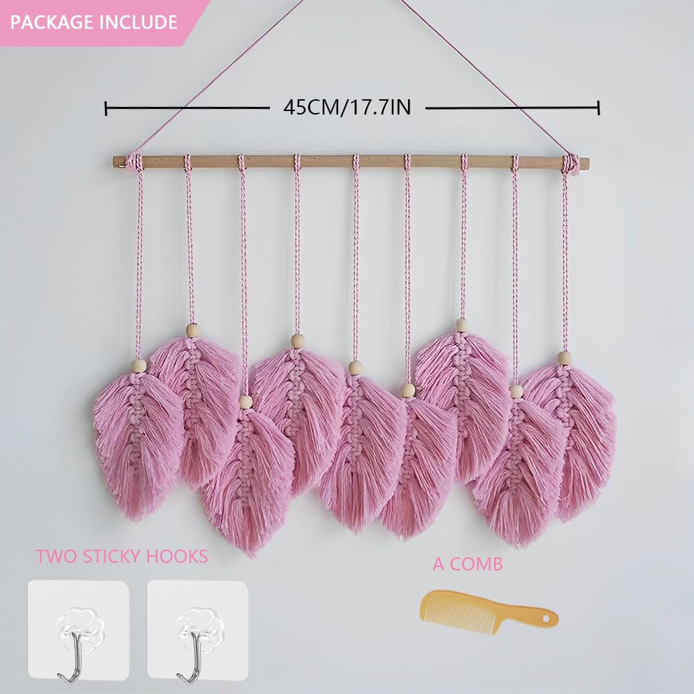 Macrame Art Tapestry - Boho Chic Woven Wall Hanging Decor, Modern Bohemian Feather-Shaped Decorations, and