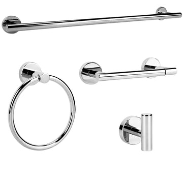 Polished Chrome Bathroom Hardware Accessories Set 4 Pieces, Towel Bar Set Stainless Steel Wall Mounted, Includes 24 in