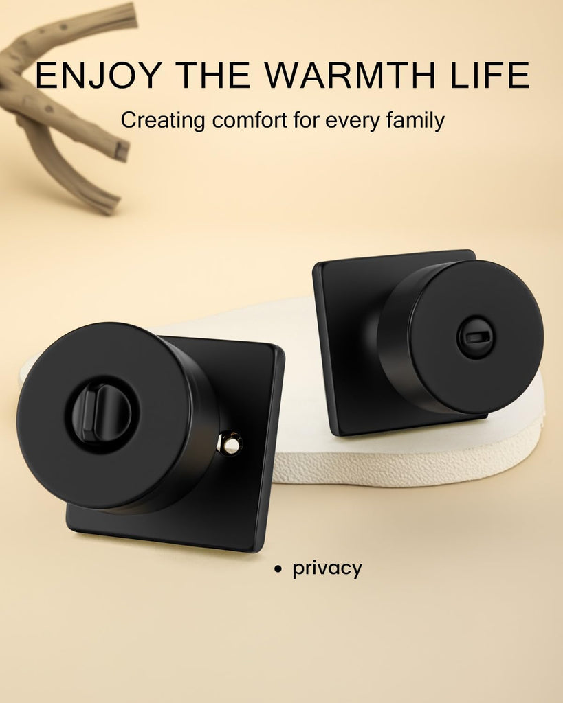 Black Door Knobs Interior, Matte Black Door Knobs Privacy Door Knob Black Interior Door Knob Bathroom (6 Pack)