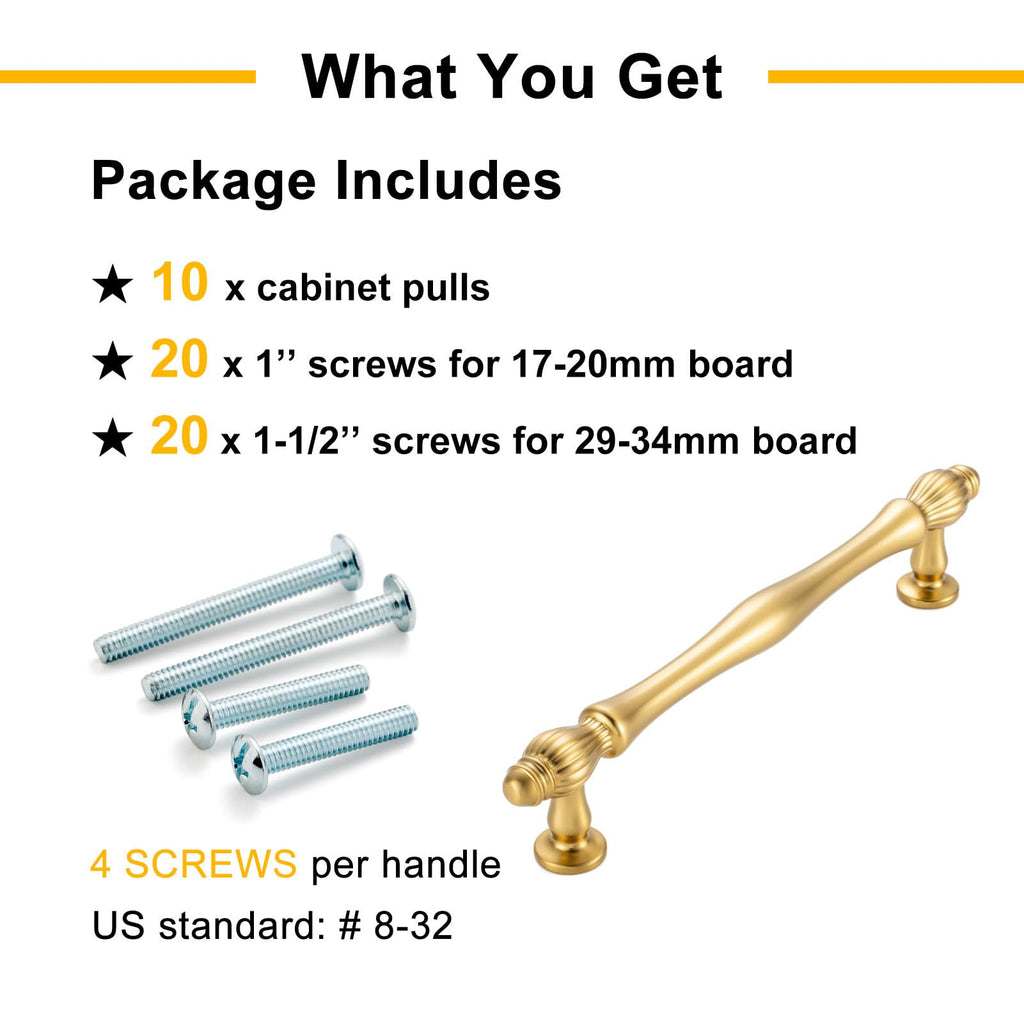 5 Inch Brushed Gold Cabinet Pulls Drawer Handles 10 Pack 2510