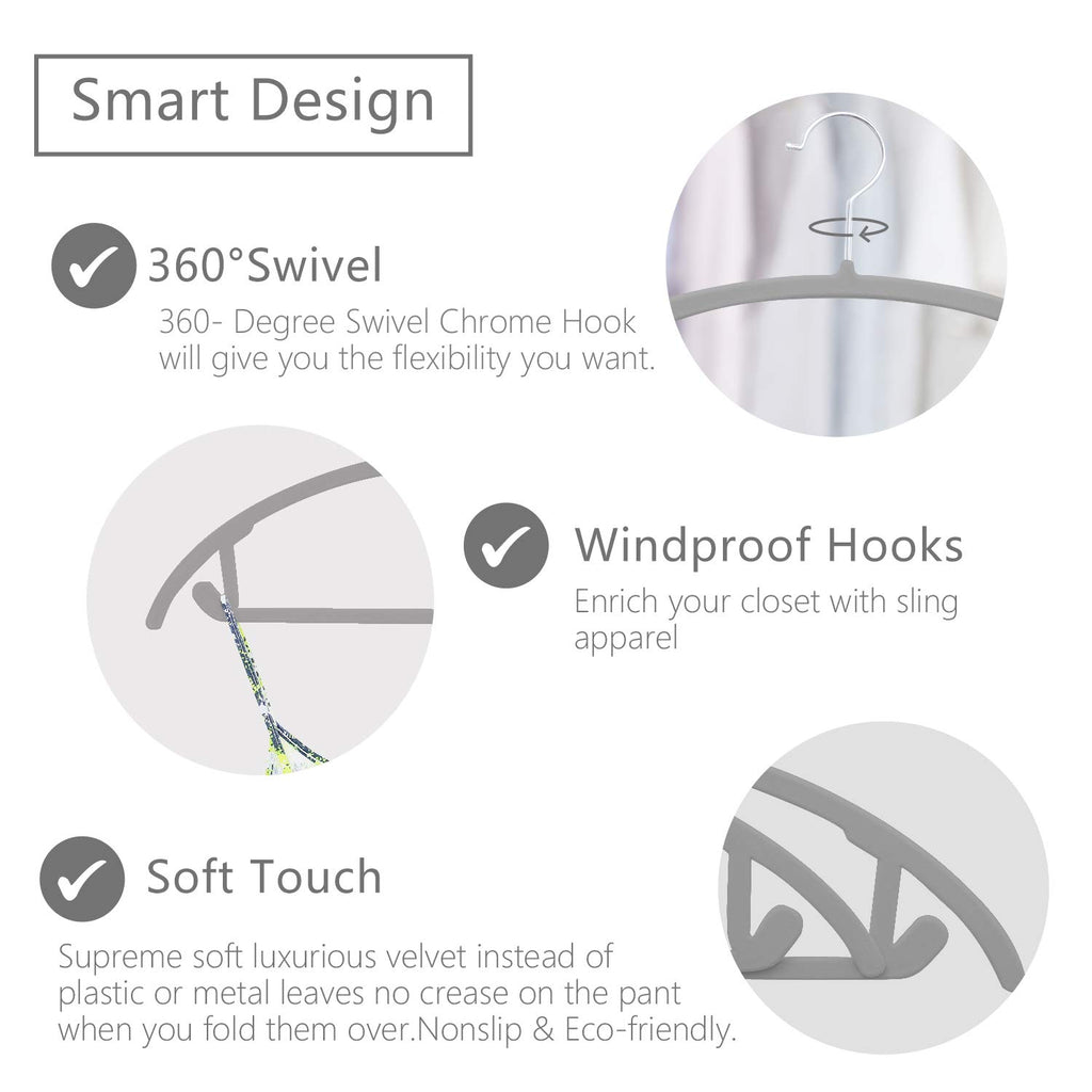 Velvet Hangers 30 Pack, Patented Rounded Shoulder Sweater Hangers