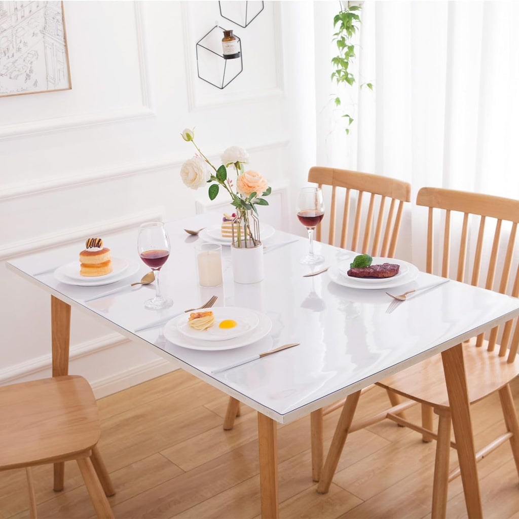 38" x 70" Clear Table Cover Protector, Waterproof & Durable, Rectangular Plastic Tablecloth