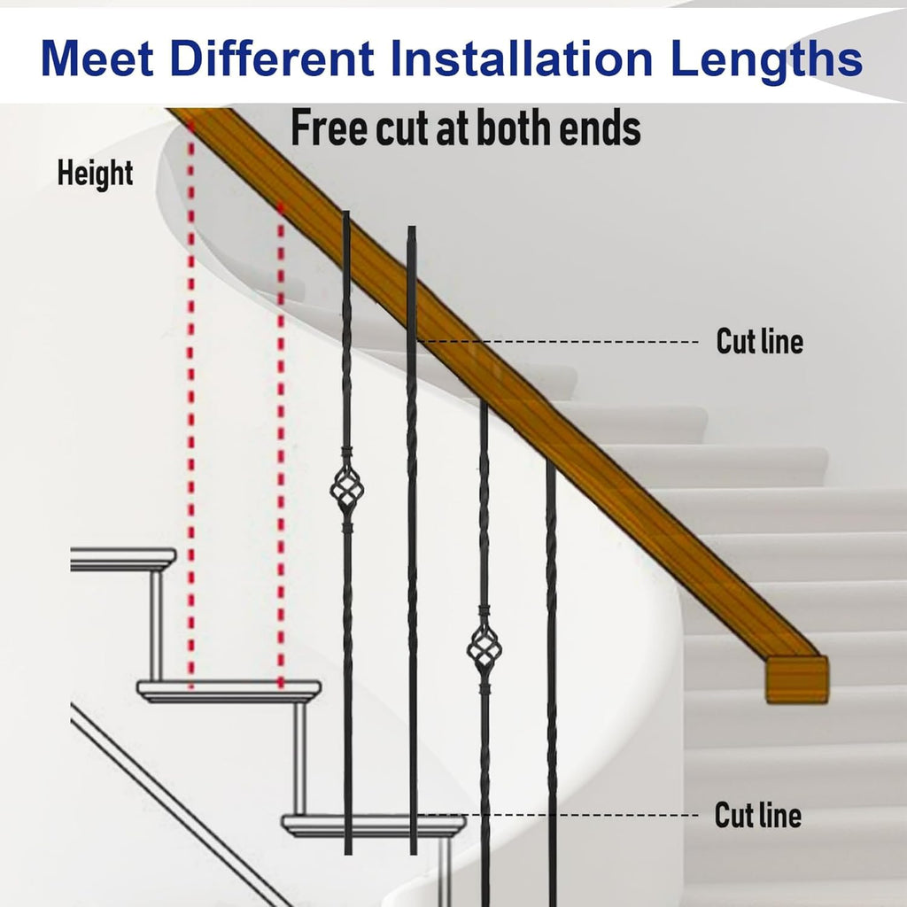 10-Pack Wrought Iron Balusters Knuckle Design