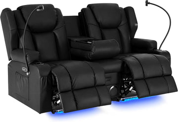 Power Recliner Loveseat for Living Room, Loveseat Sofa with Center Console, USB Type-C Port