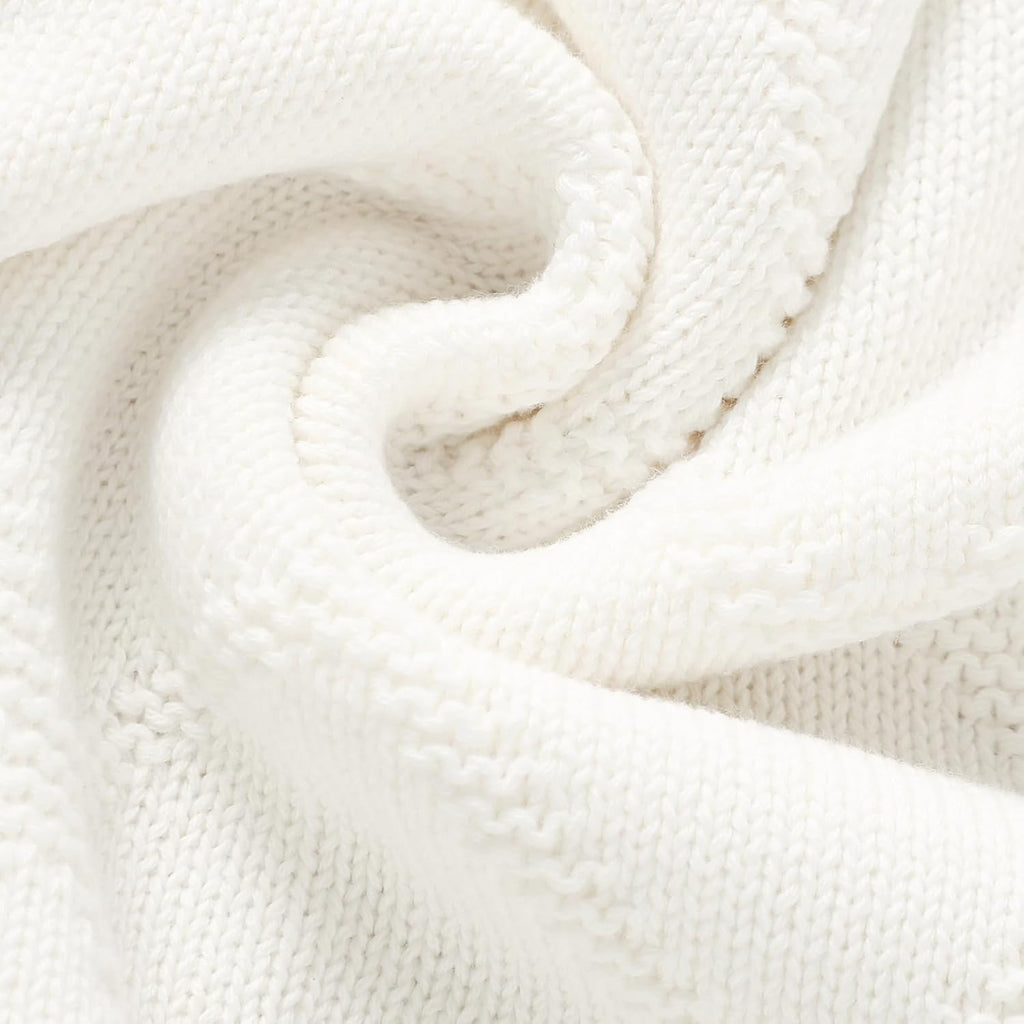100% Cotton Baby Blankets for Girls Boys, 40x30 Inches, White