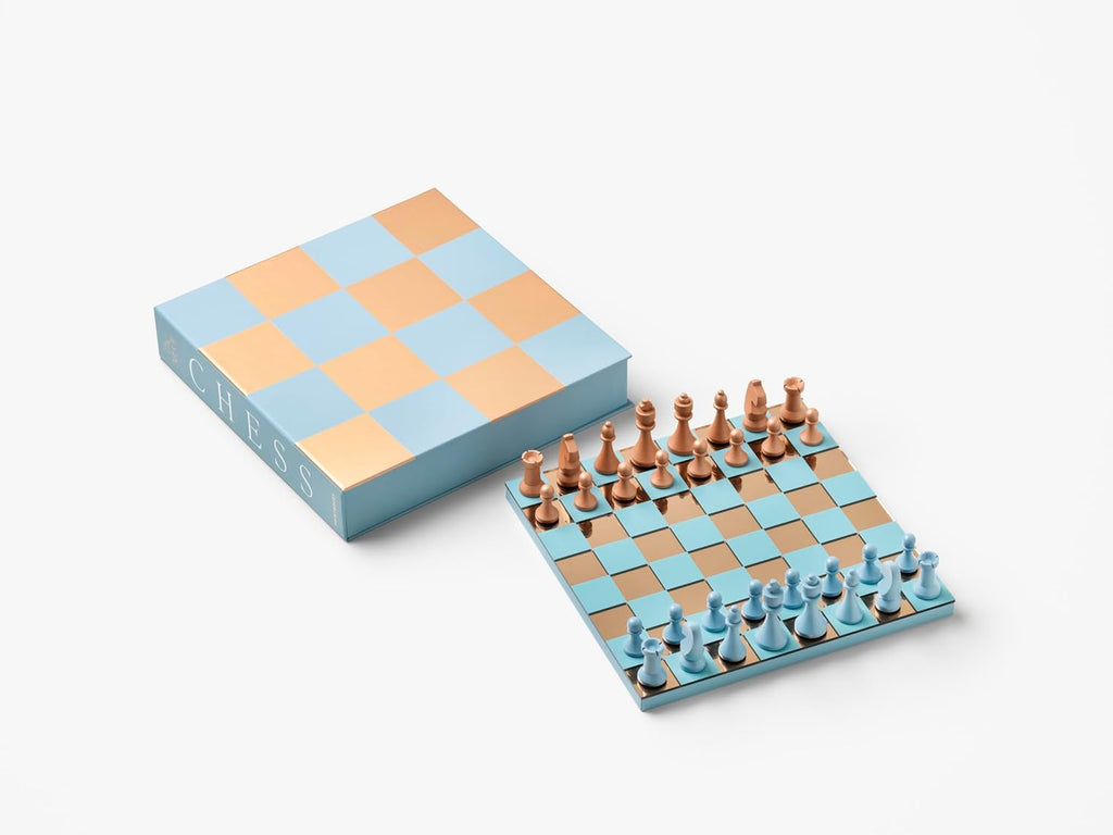Classic Art of Chess Mirror, Light Blue/Copper - Acrylic Board