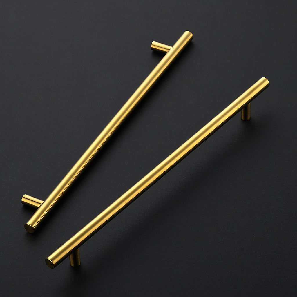 Brushed Gold Cabinet Handles,Round T Pulls,10 Inch,10 Pack