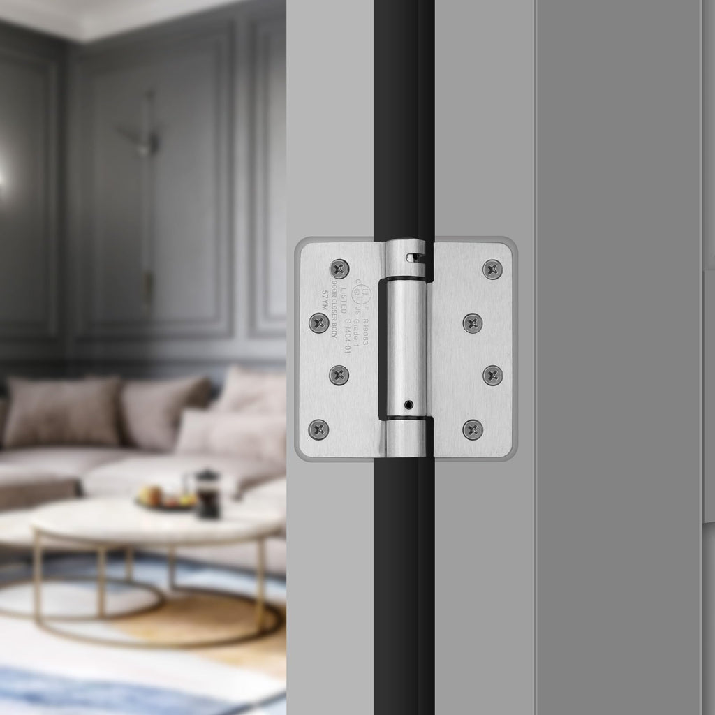3 Pack Self Closing Door Hinges 4 Inch Brushed Nickel 1/4" Radius