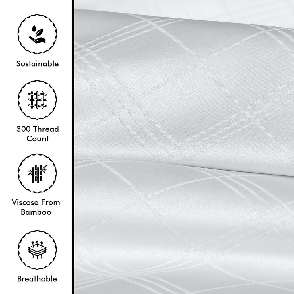 Short Queen Sheet Set, RV Camper Bedding - 4 Piece 100% Rayon Derived from Bamboo Silk Bed Sheets, Checks Design
