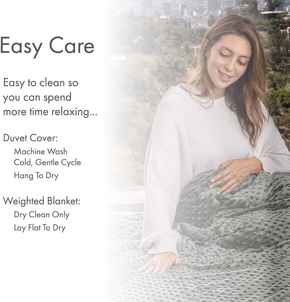 Adult Breatheable Cotton Weighted Blanket with Removable Navy Duvet Cover, 60 x 80 Inch, 15 Pounds, Made w/Polyester